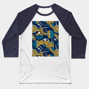 Noodles connection // pattern // midnight blue background teal and aqua bowls yellow pasta Baseball T-Shirt